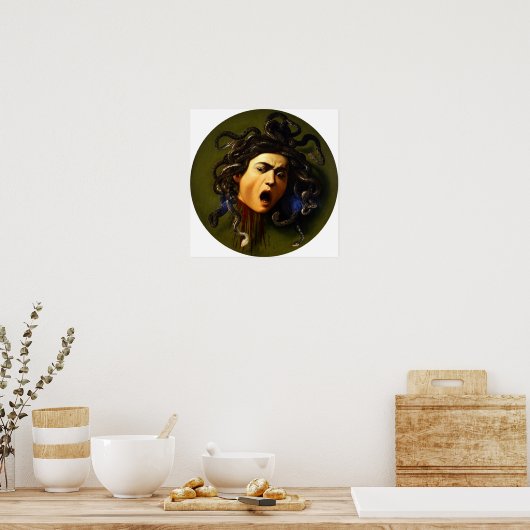 Caravaggio - Medusa 1597 ポスター (キッチン)