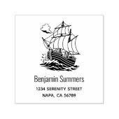 Caravel Wooden Sailing Ship Custom Address セルフインキングスタンプ (デザイン)