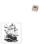 Caravel Wooden Sailing Ship Stormy Sea 1x1 ラバースタンプ (押印)