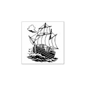 Caravel Wooden Sailing Ship Stormy Sea 1x1 ラバースタンプ (インプリント)