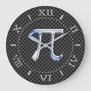 Carbon Dial on AのPiシンボルのようなシルバークローム ラージ壁時計
