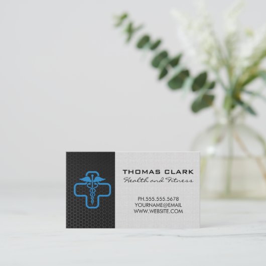 Carbon Fiber | Health Doctor Logo 名刺 (スタンド正面)