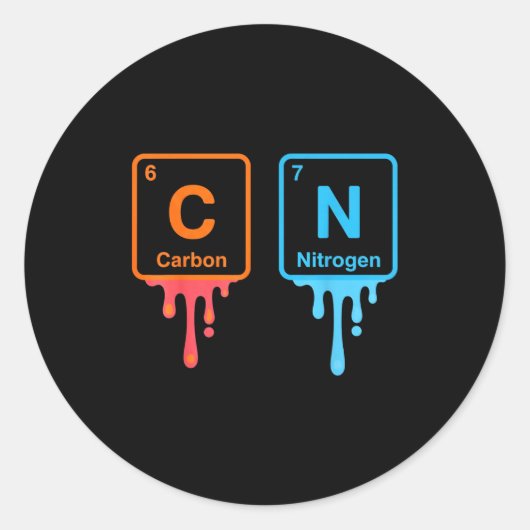 Carbon Nitrogen Science Design Fun Chemistry Lover ラウンドシール (正面)