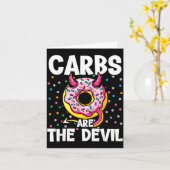 Carbs Are The Devil Funny Donut Diet New Year's Re カード (黄色い花)