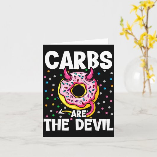 Carbs Are The Devil Funny Donut Diet New Year's Re カード (黄色い花)