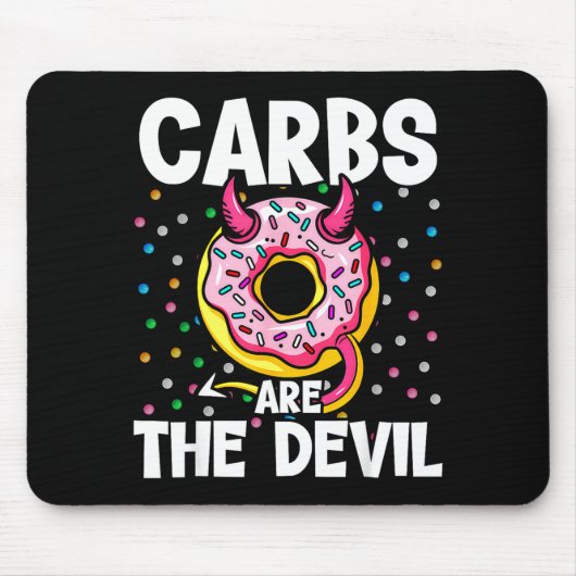 Carbs Are The Devil Funny Donut Diet New Year's Re マウスパッド (正面)