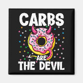 Carbs Are The Devil Funny Donut Diet New Year's Re マグネット (正面)