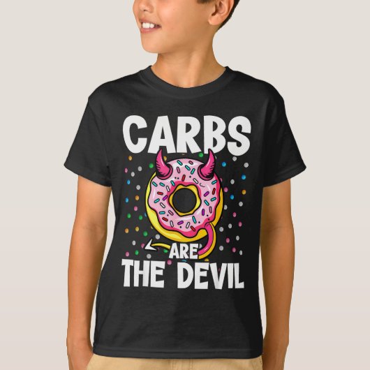 Carbs Are The Devil Funny Donut Diet New Year's Re Tシャツ (正面)