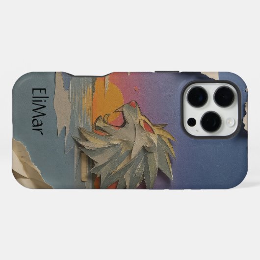 Carcasa León Rugiendo (Papercut) iPhoneケース (裏面横)