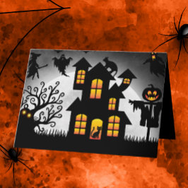 CARD: ハロウィンパーティー招待状 幽霊屋敷 サンキューカード