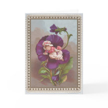 CARD: ビンテージ 紫の花の妖精 アンティーク アート