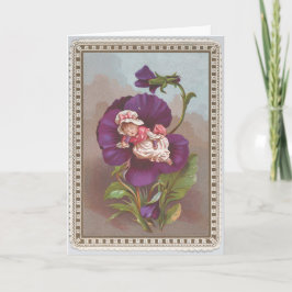 CARD: ビンテージ 紫の花の妖精 アンティーク アート カード