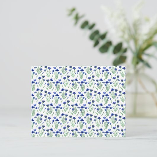 Card (10,8 x 14,2 cm) - Blue Floral Pattern ポストカード (スタンド正面)