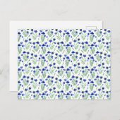 Card (10,8 x 14,2 cm) - Blue Floral Pattern ポストカード (正面/裏面)
