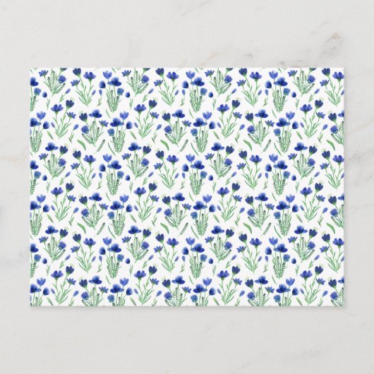 Card (10,8 x 14,2 cm) - Blue Floral Pattern ポストカード (正面)