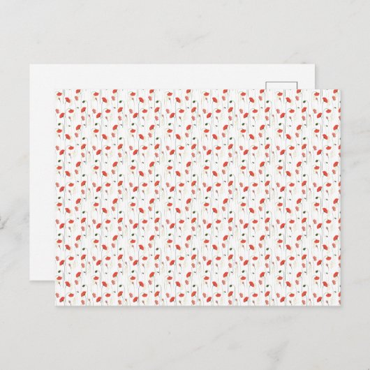 Card (10,8 x 14,2 cm) - Red Floral Pattern ポストカード (正面/裏面)