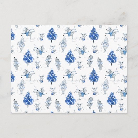 Card (10,8 x 14,2 cm) - Snow Mice Pattern ポストカード (正面)