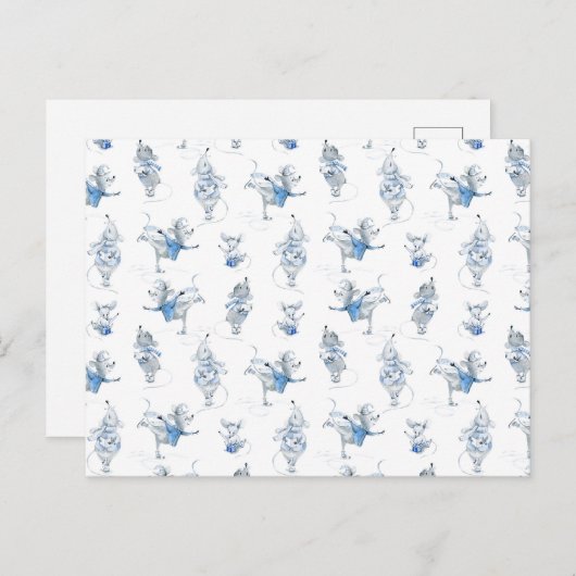 Card (10,8 x 14,2 cm) - Snow Mice Pattern ポストカード (正面/裏面)