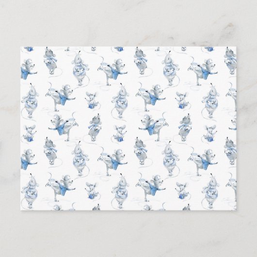 Card (10,8 x 14,2 cm) - Snow Mice Pattern ポストカード (正面)