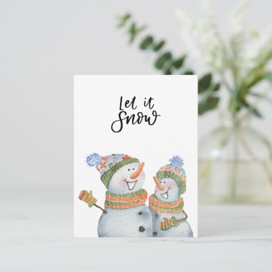 Card (10,8 x 14,2 cm) - Two Snowmen ポストカード (スタンド正面)