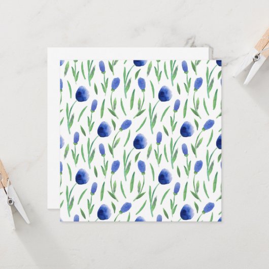 Card - Blue Flowers カード (正面/裏面インサイチュ)