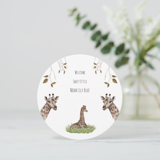 Card (Circle) - Birth Announcement Giraffe 招待状 (スタンド正面)
