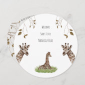 Card (Circle) - Birth Announcement Giraffe 招待状 (正面/裏面)