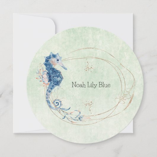 Card (Circle) - Birth Announcement Ocean 招待状 (正面)