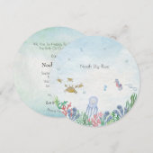 Card (Circle) - Birth Announcement Ocean 招待状 (正面/裏面)