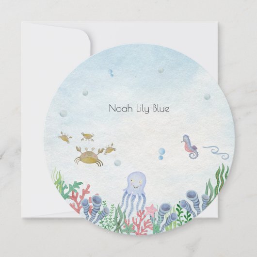Card (Circle) - Birth Announcement Ocean 招待状 (正面)