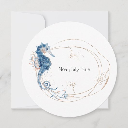 Card (Circle) - Birth Announcement Ocean Kaart 招待状 (正面)