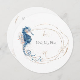 Card (Circle) - Birth Announcement Ocean Kaart 招待状