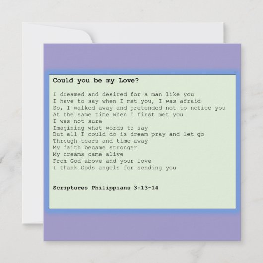 Card ' Could you be my love ' カード (正面)