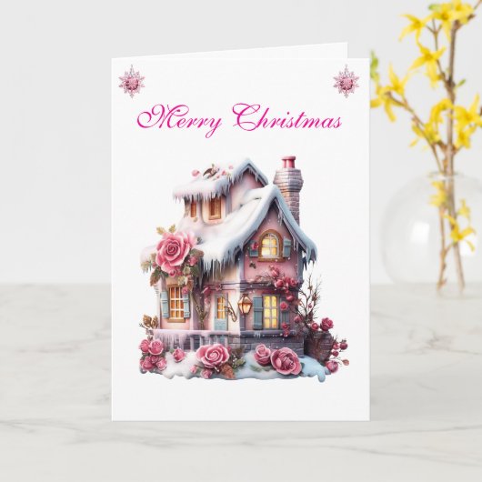 Card-Elegant Pink Christmas Card Collection カード (黄色い花)