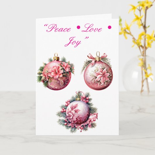 Card-Elegant Pink Christmas Card Collection カード (黄色い花)
