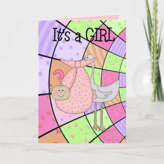 Card It's A Girl新生児 案内状 (正面)