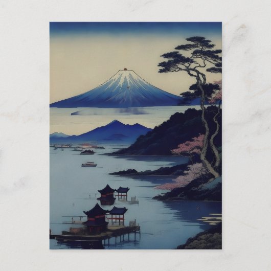 Card - Lake, Pine and Mountain - Japan ポストカード (正面)
