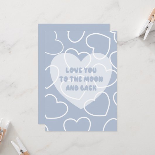 Card Love you to the moon and back ( Blue) カード (正面/裏面インサイチュ)