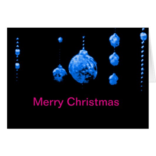 Card Merry Christmas Dancing Balls Blue MUSEUM Zaz (正面横)