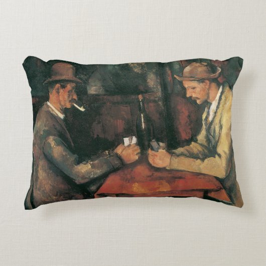 Card Players by Paulセザンヌヴィンテージファインアート アクセントクッション (正面)
