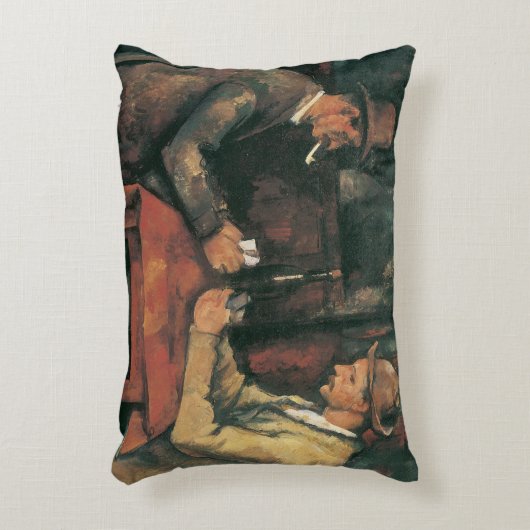 Card Players by Paulセザンヌヴィンテージファインアート アクセントクッション (正面(垂直))