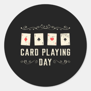 Card Playing Day Cards Poker Casino Game Ace Gift ラウンドシール