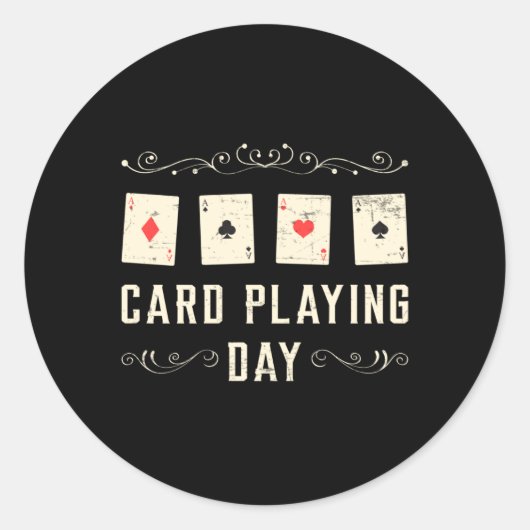 Card Playing Day Cards Poker Casino Game Ace Gift ラウンドシール (正面)