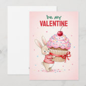 Card With Cute Bunny Hugs A Giant Cupcake  シーズンカード (正面/裏面)