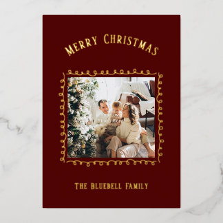 Card With Foil- Personalised Photo Merry Christmas 箔招待状