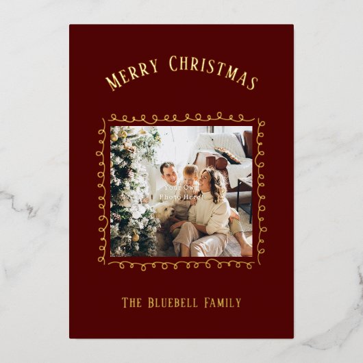 Card With Foil- Personalised Photo Merry Christmas 箔招待状 (正面)