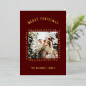Card With Foil- Personalised Photo Merry Christmas 箔招待状 (立ち正面)