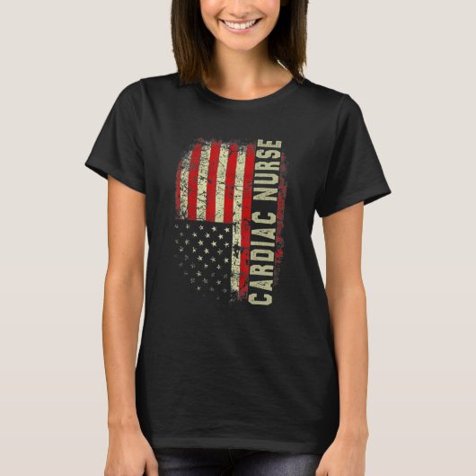 Cardiac Nurse 4th Of July US Flag Patriotic Nurse  Tシャツ (正面)