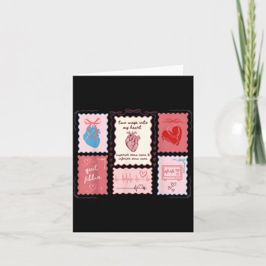 Cardiac Nurse Scalloped Stamp Heart Anatomy Coquet カード (正面)