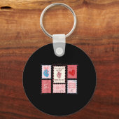 Cardiac Nurse Scalloped Stamp Heart Anatomy Coquet キーホルダー (正面)
